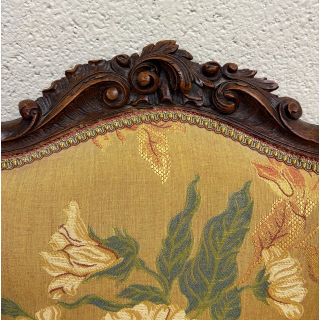 Wood Antique French Louis XV Style Floral Tapestry Upholstered Walnut Side Chairs For Sale - Image 7 of 11