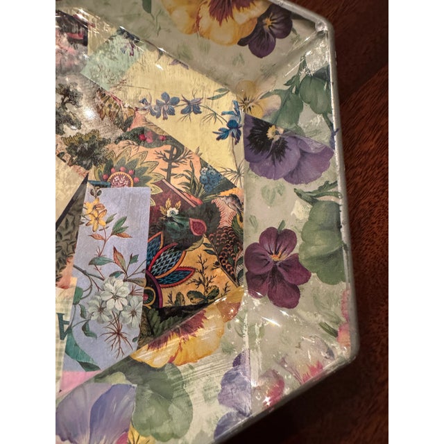Vintage Artist Signed Decoupage Floral Tray For Sale In Atlanta - Image 6 of 7