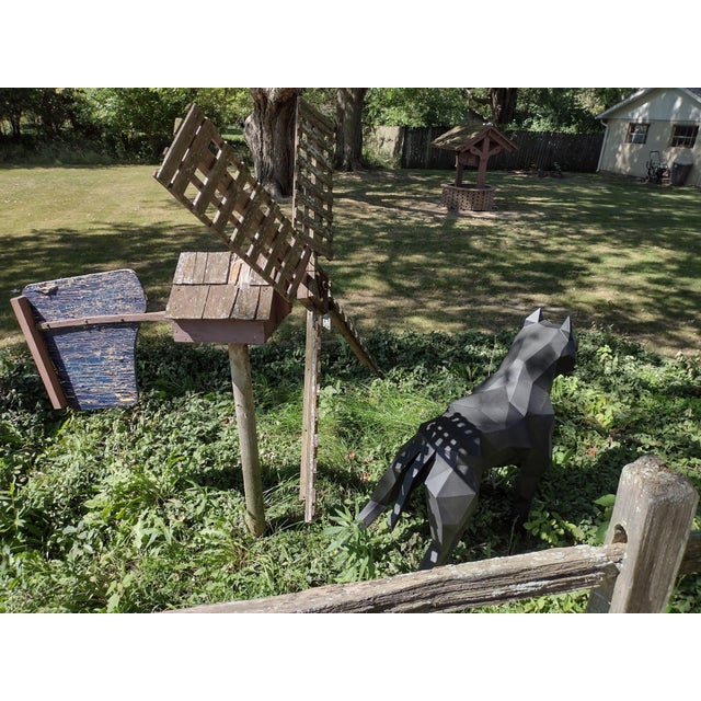 Gray Geometric Pit Bull Sculpture in Graphite Gray - Large Modern Low Poly Steel Dog Statue, Contemporary Floor Art, Ready to Ship Usa For Sale - Image 8 of 13