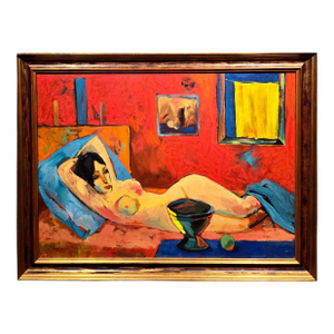 Minas Avetisyan 1963 Mid-Century Armenian Modernist Reclining Nude -Oil Painting