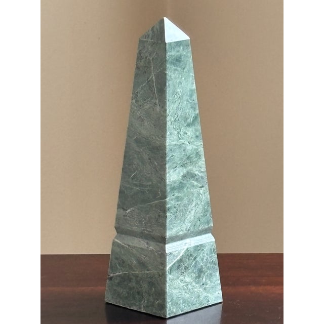 Stone 10" Neoclassical Style Green Marble Obelisk For Sale - Image 7 of 17