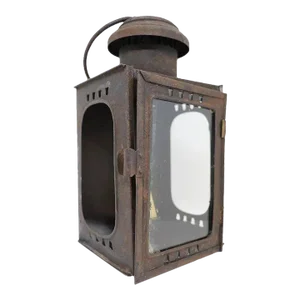 Small American Sheet-Iron and Glass Portable Candle Lantern