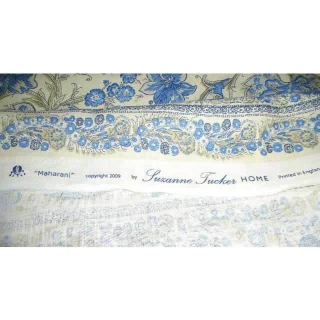 Blue 18th Century French Blue Floral Linen Fringe Pillow With Piping For Sale - Image 8 of 12