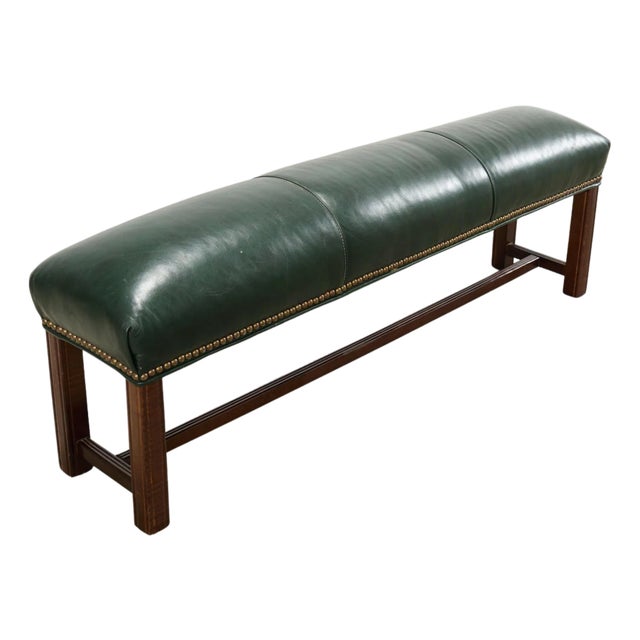 Elongated Georgian Style Mahogany Leather Footstool For Sale