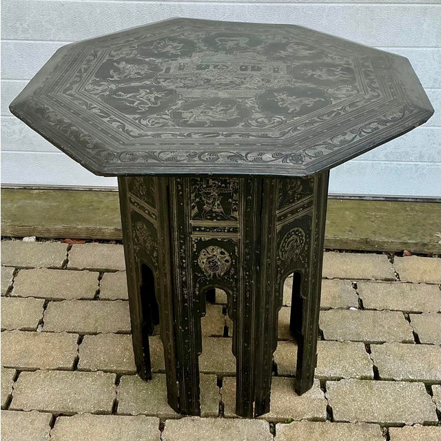 Islamic Antique Burmese Black Laquer Octagonal Table For Sale - Image 3 of 12