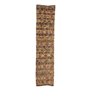 Vintage Embroidered Turkish Kilim Runner For Sale