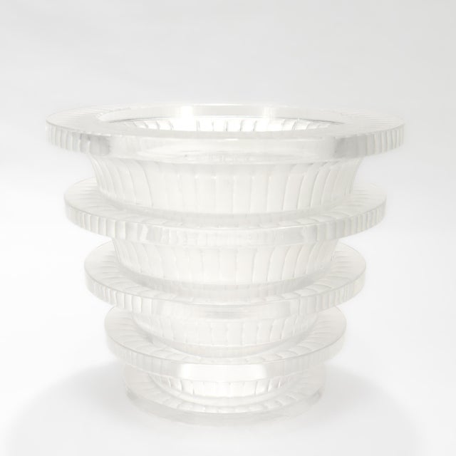 A fine signed French art glass vase. By Lalique. In the smooth edged variant of the Chevreuse pattern. (Model no. 1081)....