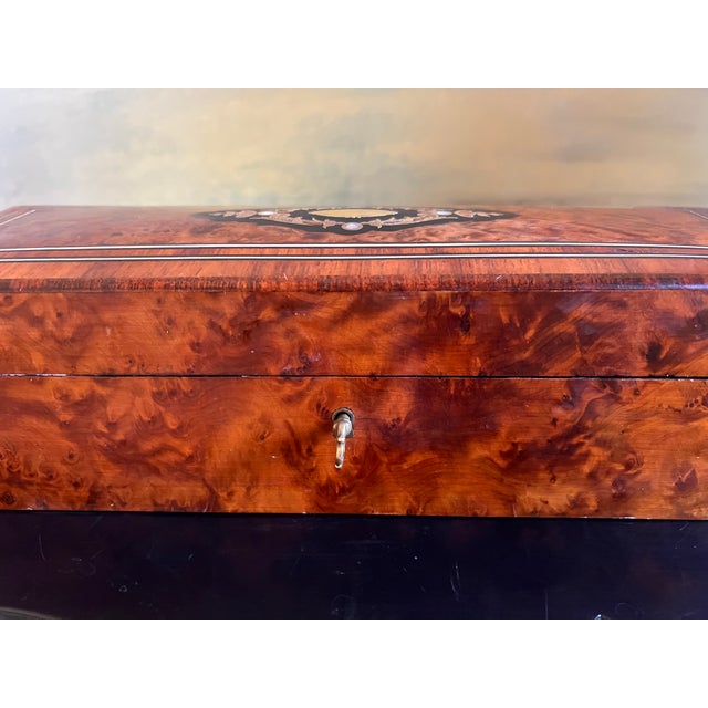French Napoleon III Period Burl & Brass Box, 1880's For Sale - Image 9 of 12