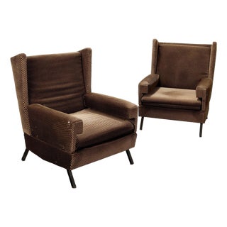 Vintage Armchairs in Velvet Foam, Italy, 1970s For Sale