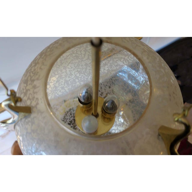 Frosted Glass and Brass Pendant Lamp from Doria Leuchten, 1970s For Sale - Image 4 of 15