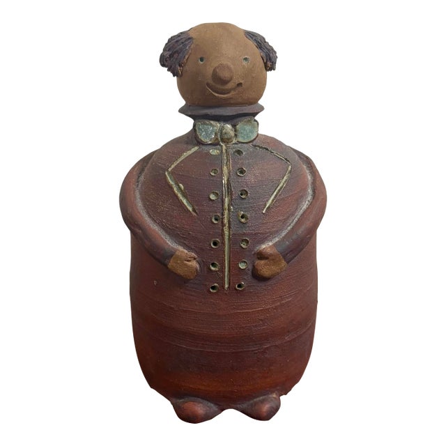 Vintage Mid-Century Swedish Figural Ceramic Gentleman Piggy Bank For Sale