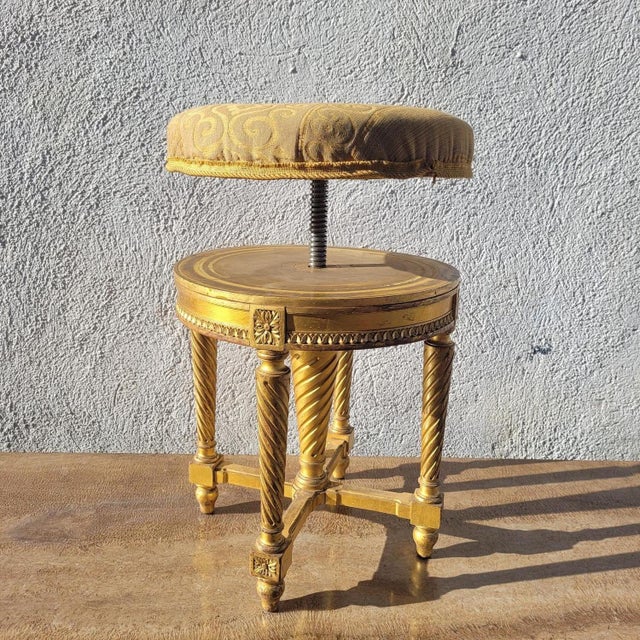 Swivel Piano Stool in Gilded Wood, 1800s For Sale - Image 11 of 15