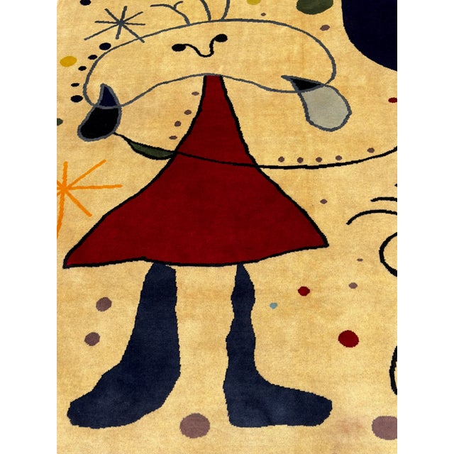 French Artistic Designed After J. Miro Rug 6'0" X 6'7'' For Sale - Image 10 of 12