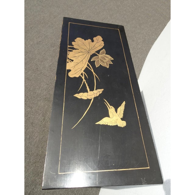 Vintage Chinese Asian Black & Red Hand Painted Lacquer Cabinet Side Table For Sale In Los Angeles - Image 6 of 12