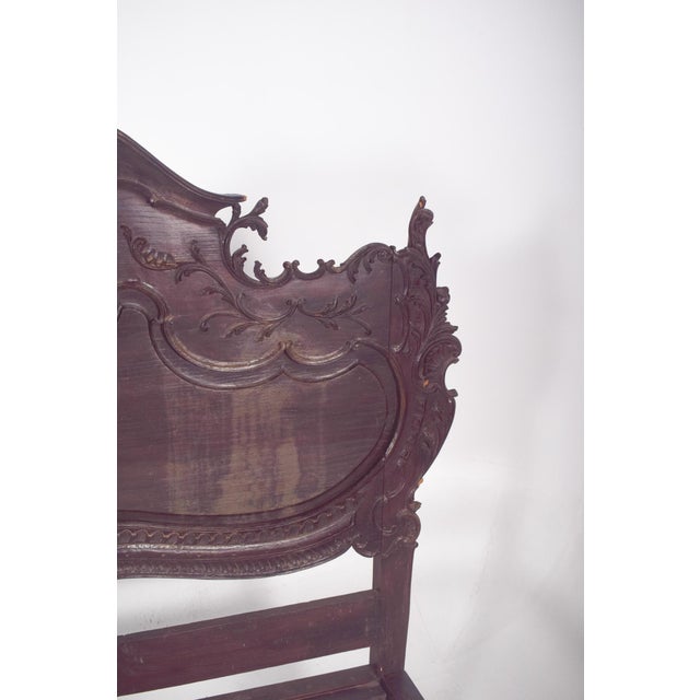 Brown Portuguese Oak Double Bed, 1890 For Sale - Image 8 of 9