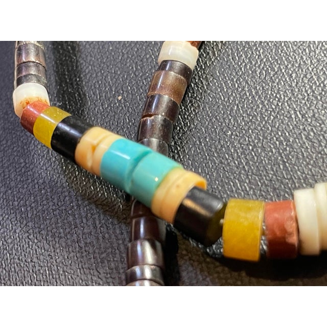 Native American Mid 20th Century Shell, Turquoise, Serpentine, and Jasper Heishi Bead Necklace by Santo Domingo Pueblo Artisans For Sale - Image 3 of 6
