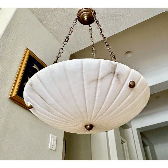 Directoire Style French Alabaster Pendant Chandelier For Sale In Palm Springs - Image 6 of 18