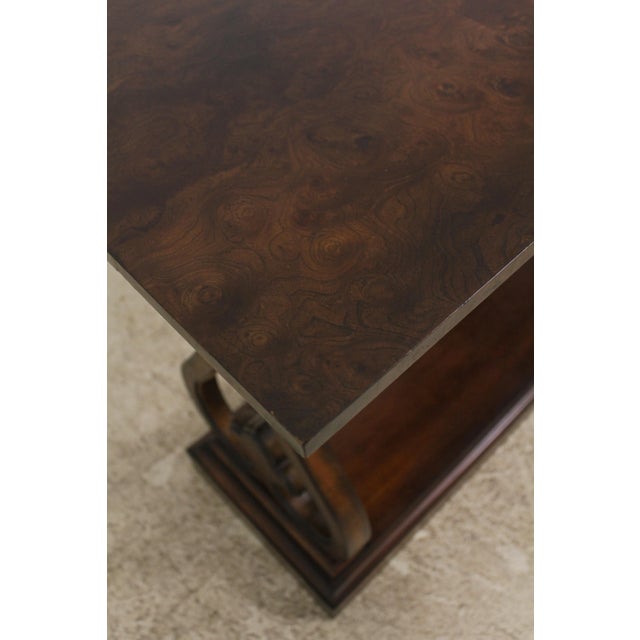 Traditional Councill Burl Walnut Petticoat Console Table W. Drawer For Sale - Image 3 of 13