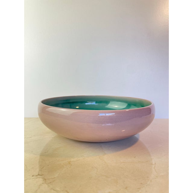 Vintage art pottery bowl by Stangl Pottery of Trenton, New Jersey, from their Terra Rose glaze line. The exterior is...