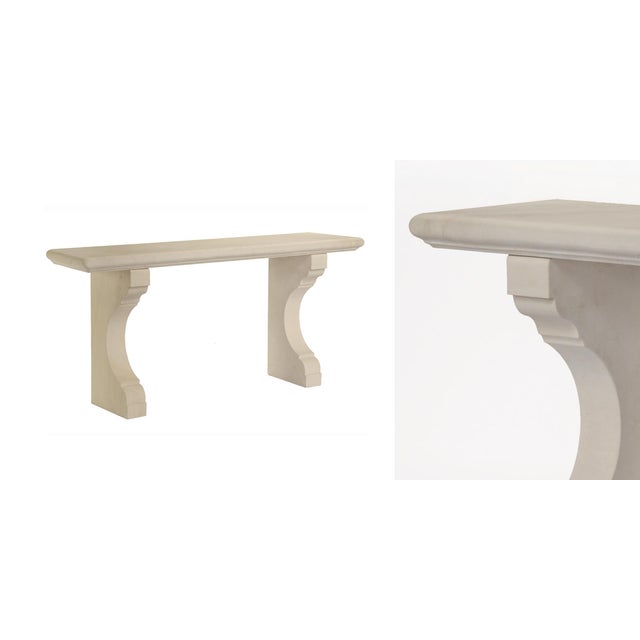 Cream Custom French Limestone Neoclassical Style Indoor/Outdoor Wall Console Table For Sale - Image 8 of 8