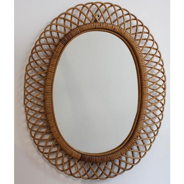 Vintage Italian Rattan Wall Mirror, 1960s For Sale - Image 14 of 14