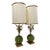 Mid 20th Century Italian Murano Green & Gold Glass Floral Table Lamps - A Pair For Sale