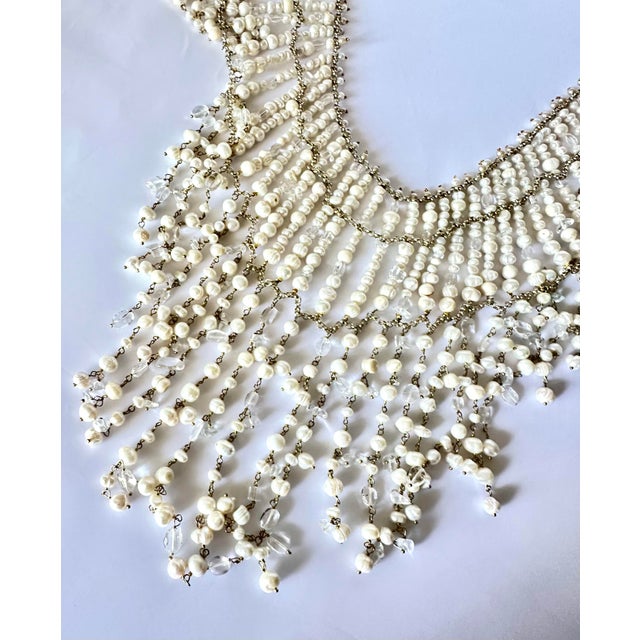 Rosantica Pearl Necklace Gold Plated Bib Necklace Rock Crystal Milano Italy For Sale In Los Angeles - Image 6 of 11