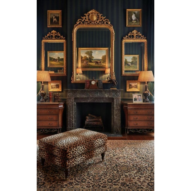 Vintage Faux Leather Over Sized 3 Drawer Iron Base Commode Bombe Chests Nightstands- A Pair For Sale - Image 13 of 13