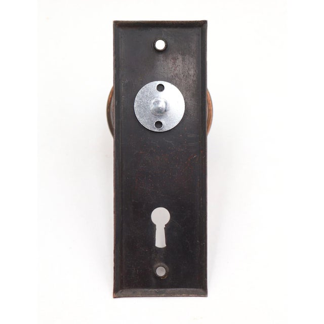 Traditional Vintage Concentric Japanned Dummy Door Knob Set For Sale - Image 3 of 4