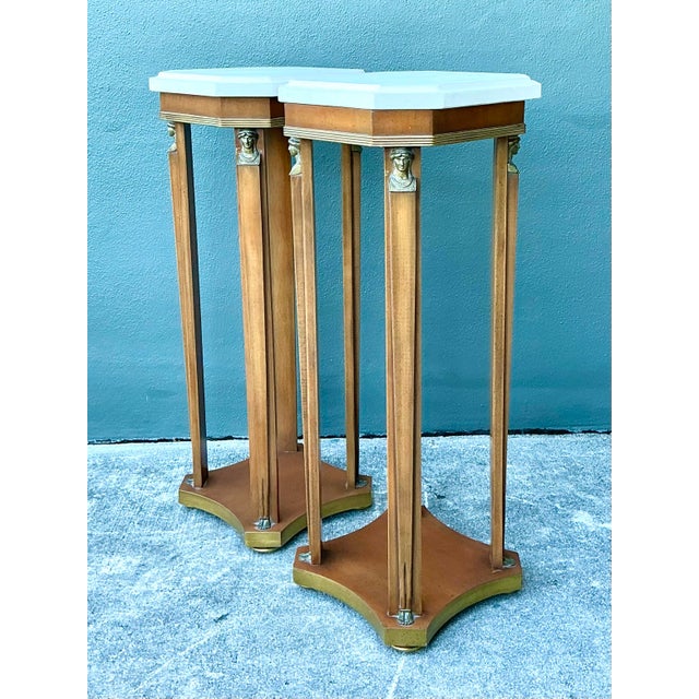 Vintage Ormolu Stone Top Pedestals - A Pair For Sale - Image 11 of 12