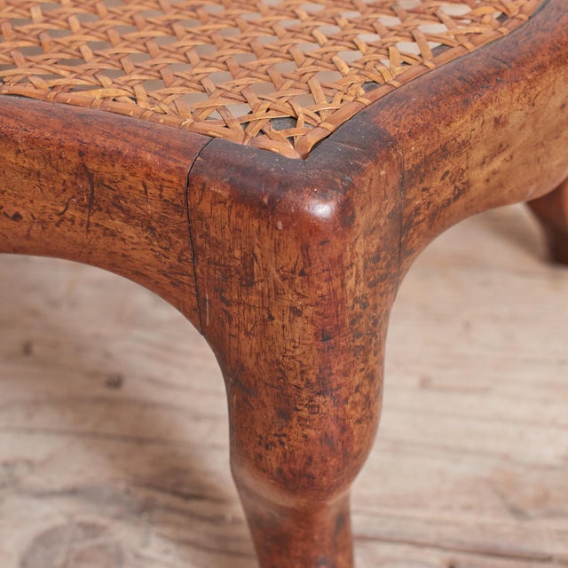 Antique French Cane Foot Stool For Sale - Image 4 of 6