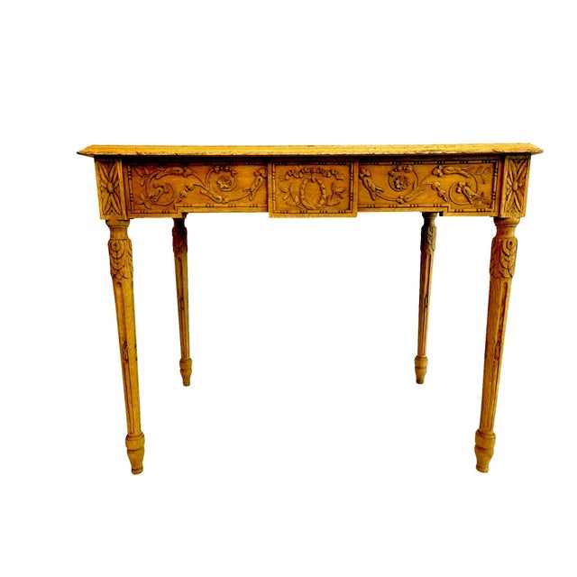 19th Century French Louis XVI Bleached Oak Side Table with Neoclassical Carved Designs For Sale - Image 9 of 18