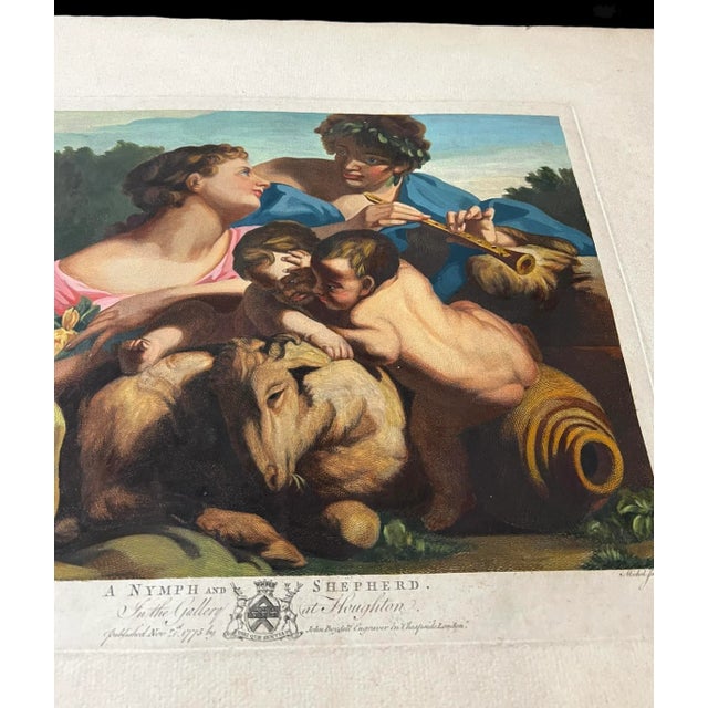 A Nymph and Shepherd After Carlo Cignani the Houghton Gallery 1775 Colored Print For Sale In Portland, OR - Image 6 of 7