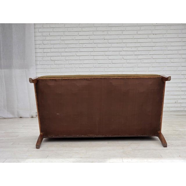 Danish 2-Seater Highback Sofa in Furniture Velour and Lacquered Teak Wood, 1950s For Sale - Image 13 of 18