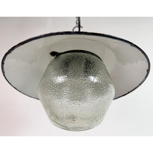 Industrial Green Enamel and Cast Iron Pendant Light, 1960s For Sale - Image 6 of 16