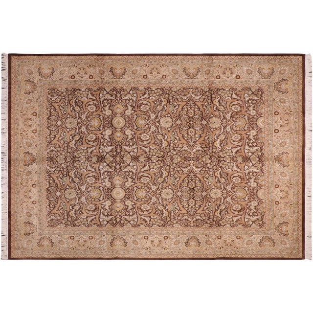 Beige 1990's Floral Pak-Persian Brown/Beige Wool Rug - 8'0'' X 10'2'' For Sale - Image 8 of 9