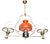 Neoclassical Gilt Chandelier with White and Orange Domes, 1950 For Sale