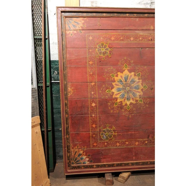 Wood 19th Century Painted Wood South Indian Decorative Ceiling Panel For Sale - Image 7 of 10