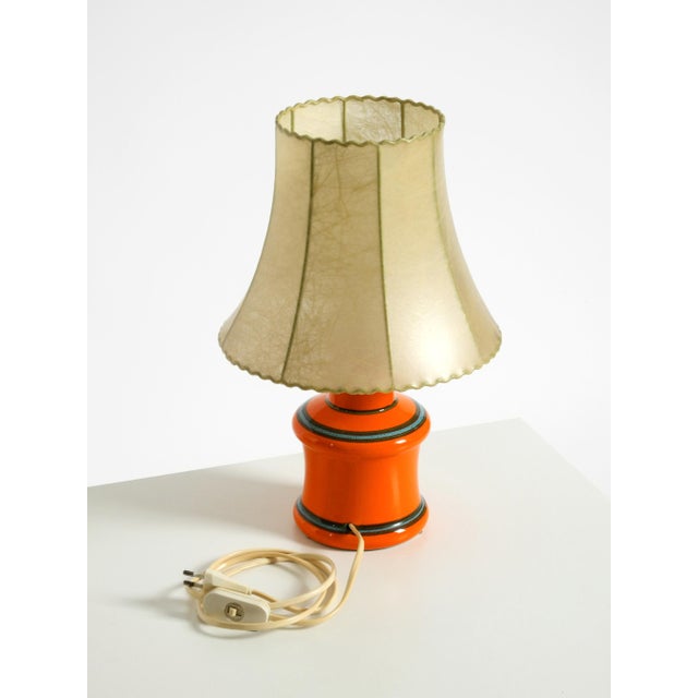 Beige 1960s Orange Ceramic Table Lamp with Cocoon Shade | Made in Italy For Sale - Image 8 of 18