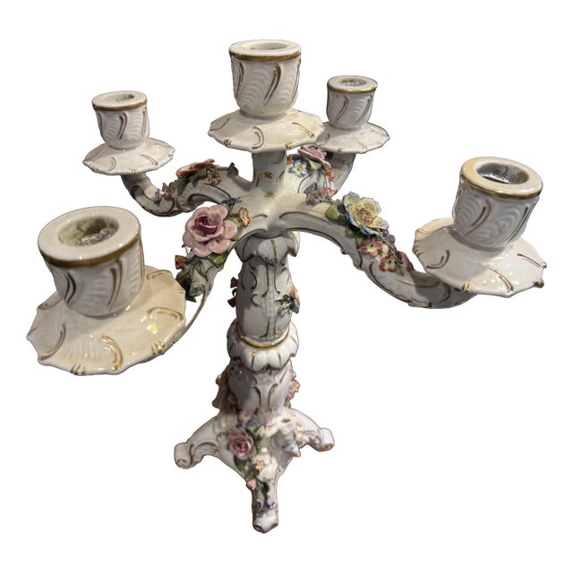 Vienna Porcelain Four-Branch Candlestick For Sale