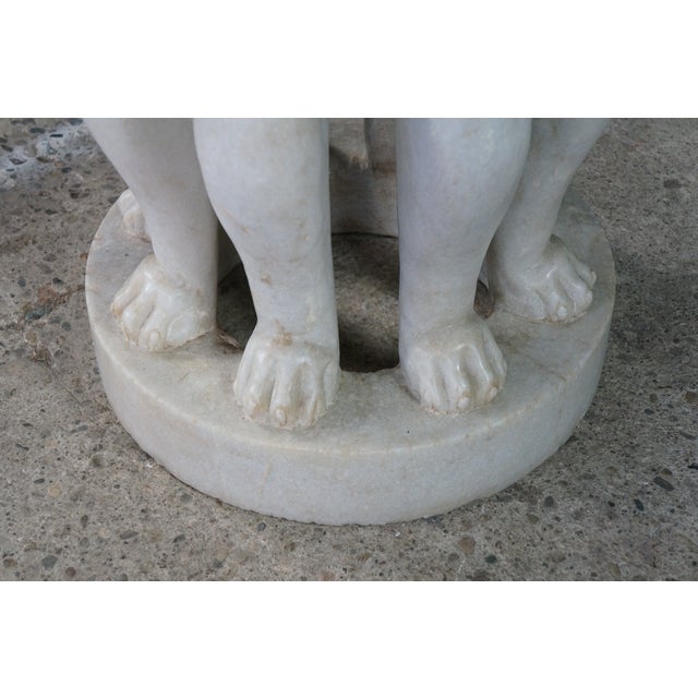 Monumental Capital of Ashoka Sculptural Lion Marble Statue Pedestal Center Table For Sale - Image 9 of 15