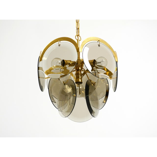 Mid-Century Modern Large Brass Pendant Light with Large Round Glass Plates, 1960s For Sale - Image 3 of 18
