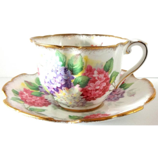 Mid 20th Century Vintage Royal Stafford "Carousel" Bone China Lilacs Tea Cup and Saucer For Sale - Image 11 of 11