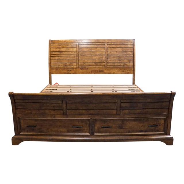 Coaster Furniture Elk Grove Collection Rustic Farmhouse King Size Bed W. Storage Drawers - Vintage Bourbon Finish 203891 For Sale
