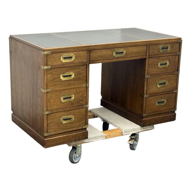 Circa 1970's Sligh Furniture Campaign Desk For Sale