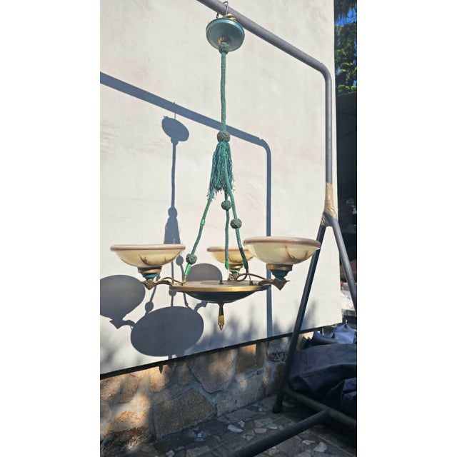 Art Deco Brass Chandelier, 1920s For Sale - Image 11 of 11