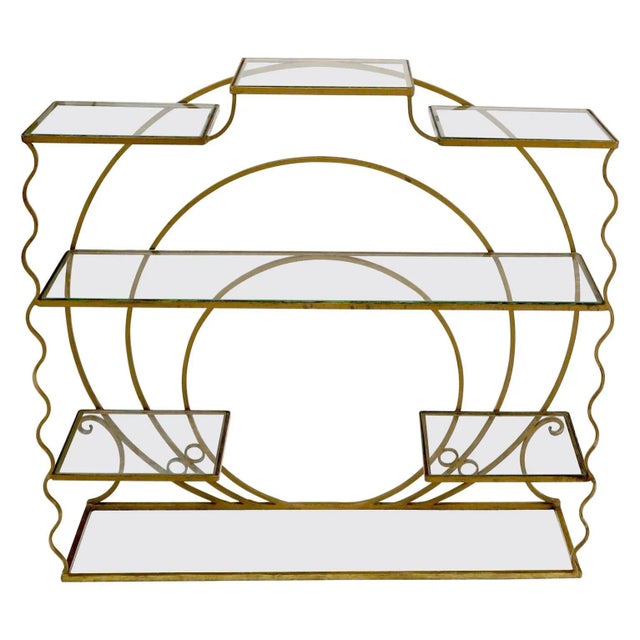 Decorative Gold Gilt Wrought Iron Glass Shelves Étagère For Sale - Image 13 of 13