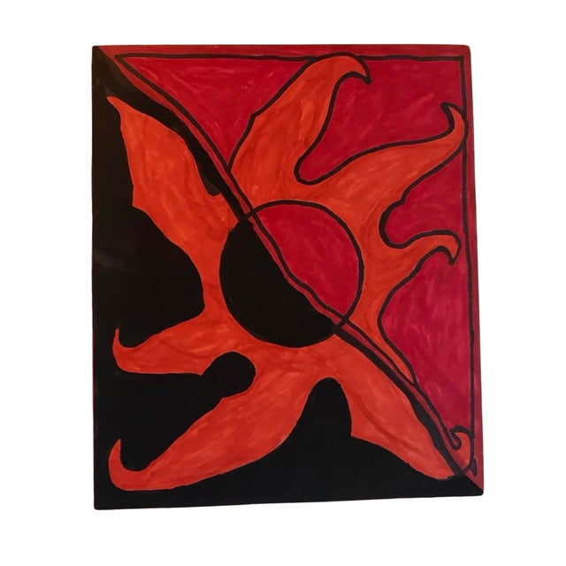 Abstract Painting of an Abstract “Sun” on Cardboard, Unframed, 7.75” X 9.25” For Sale - Image 3 of 6