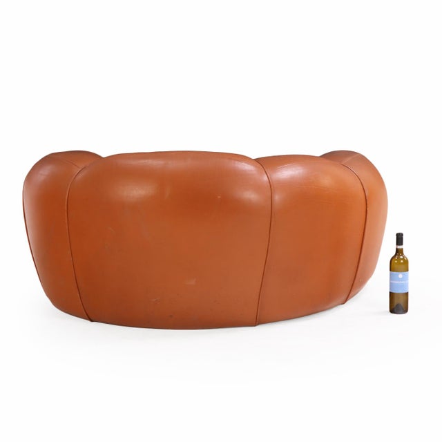 1980s A French Bulbous Croissant-Shaped Leather Chair, C. 1985. For Sale - Image 5 of 8