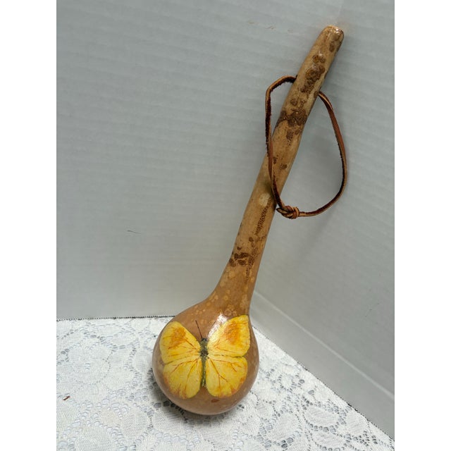 Rustic Handcrafted Vintage Gourd Ladle Decorative Spoon For Sale - Image 3 of 10